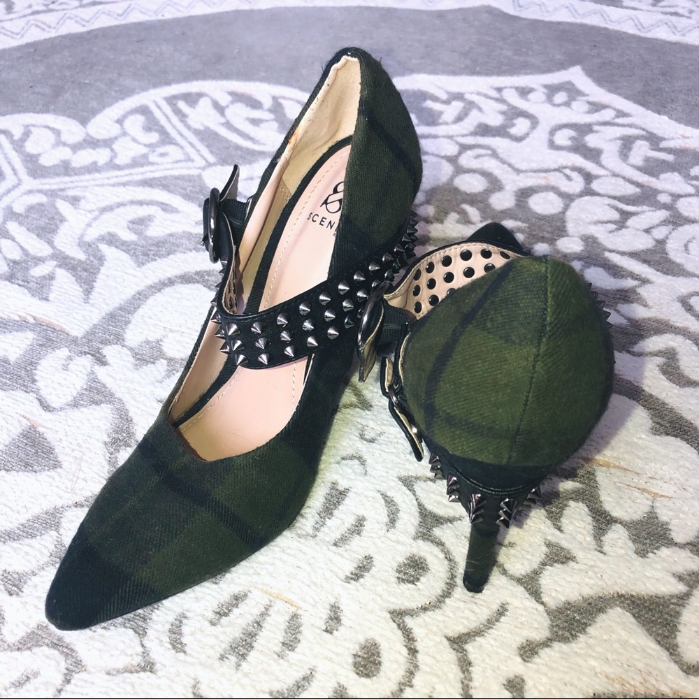 Spiked Plaid Heels